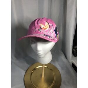 Pink Butterfly And Flowers Cap - Preowned